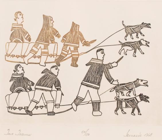 Two Teams, #66 from the 1968 Cape Dorset Print Catalogue