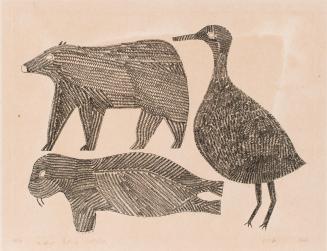 Bear, Walrus, Duck, #64 from the 1963 Cape Dorset Print Catalogue
