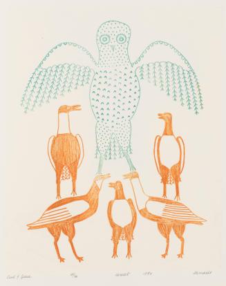 Owl and Geese, #47 from the 1972 Cape Dorset Print catalogue

