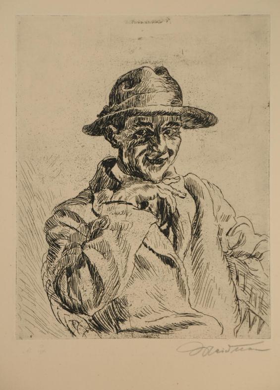 Portrait of a Laughing Young Man in a Straw Hat