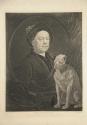 William Hogarth and his dog Trump; a reverse copy of Hogarth's plate Gulielmus Hogarth