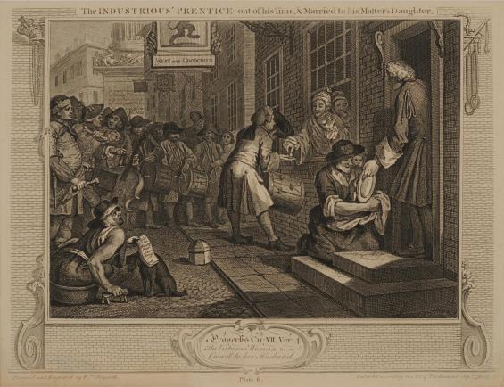 Industry and Idleness, Plate 6: The Industrious 'Prentice out of his Time, & Married to his Master's Daughter