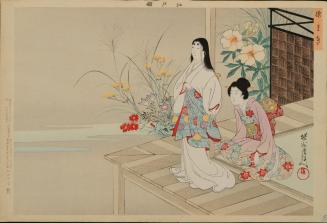 Two young ladies on a veranda in early spring