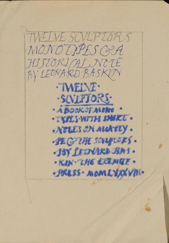 Handwritten draft title page for The Twelve Sculptors