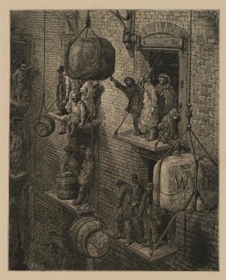 Warehousing in the City, illustration from 'London, a Pilgrimage', by Blanchard Jerrold and Gustave Doré, published 1872