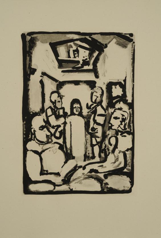Christ et les Exegetes / Christ Appearing Before the Sanhedrin, Plate XIV from the book Passion by André Suarès