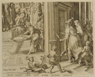 Daniel Strewing Ashes in the Temple, and Cyrus Sealing the Door, illustration no. 3 from The Story of Daniel, Bel and the Dragon