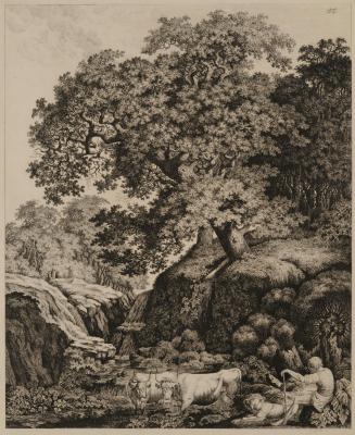 Two Large Oaks on a Rocky Outcropping; Plate 49 from Blätter groestentheils Landschaftlichen Inhalts / Sheets mostly containing landscapes, Lieferung 1