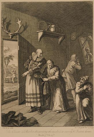 The Curate & Barber disguising themselves to convey Don Quixote Home: Plate 6 from Six Illustrations for Don Quixote