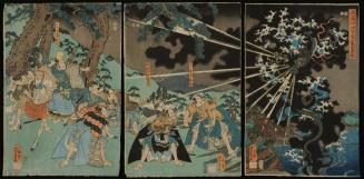 Triptych: Yoshitsune Fighting the Serpent