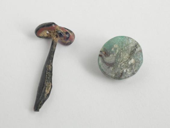 Two miniature glass fragments