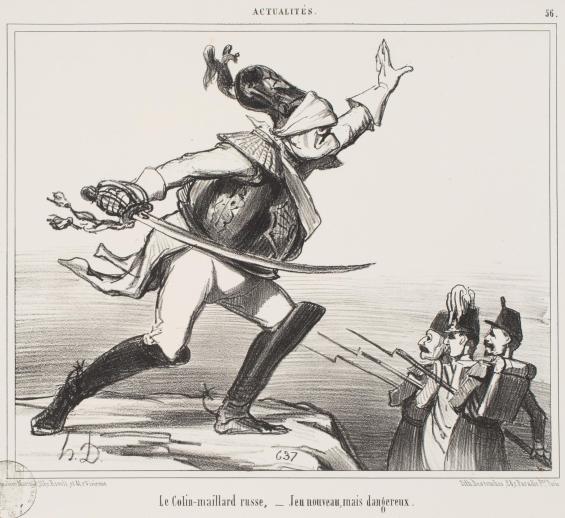 Le Colin-maillard russe - Jeu nouveau, mais dangereux, from the series Actualités, published in Le Charivari (plate 56)