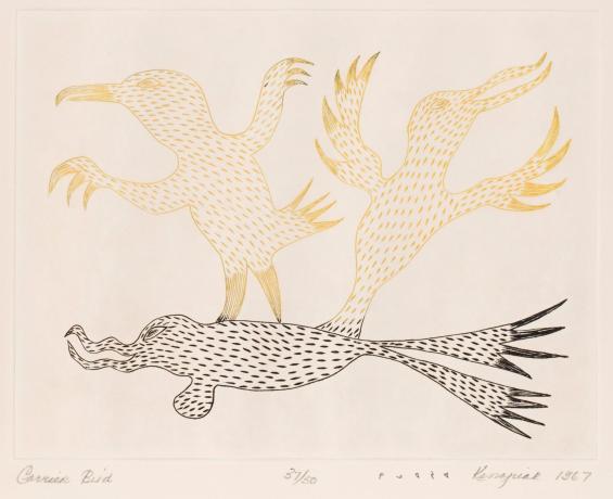 Carrier Bird, #58 from the 1967 Cape Dorset Print Catalogue
