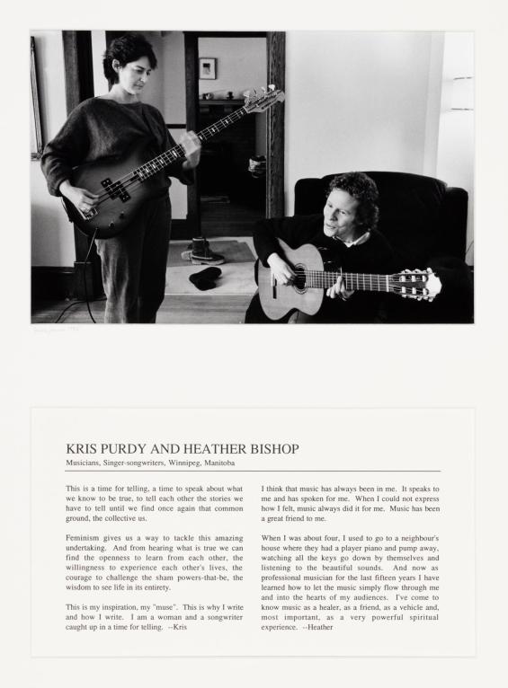 Kris Purdy & Heather Bishop, Musicians, Singer-songwriters; Winnipeg, Manitoba, from Faces of Feminism
