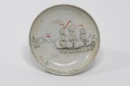 Porcelain export dish with Dutch ship