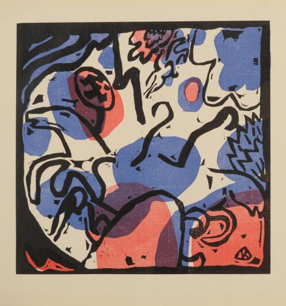 Drei Reiter in Rot, Blau und Schwarz / Three Riders in Red, Blue and Black, Plate 16 from the series Klänge / Sounds