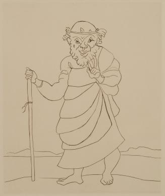 Untitled Illustration from Le Satyricon (standing man holding staff)