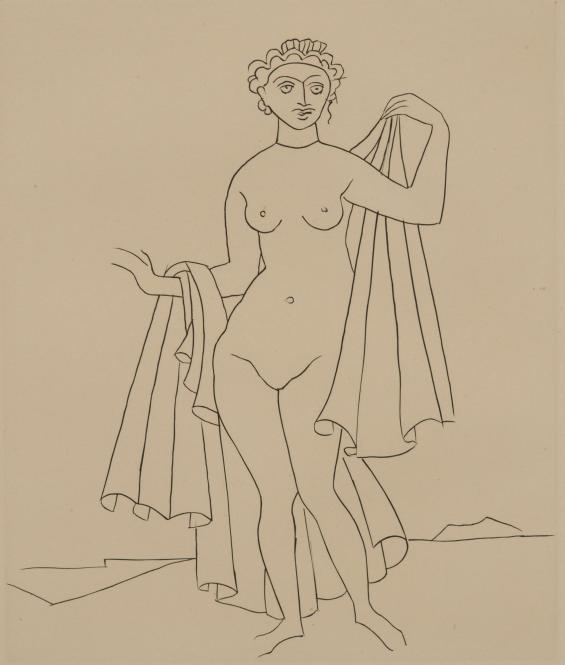 Untitled Illustration from Le Satyricon (nude standing woman)