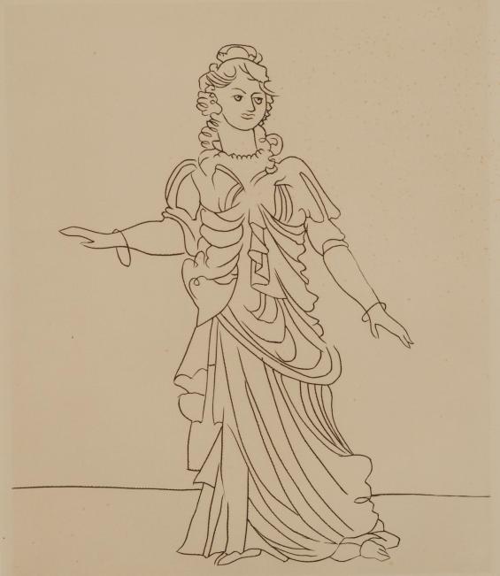 Untitled Illustration from Le Satyricon (standing robed woman)
