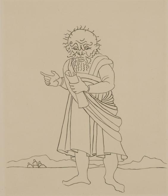 Untitled Illustration from Le Satyricon (old man with scroll)