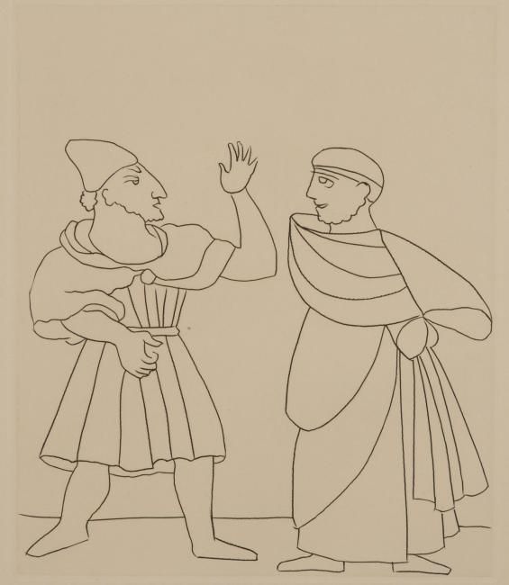 Untitled Illustration from Le Satyricon (two robed men)