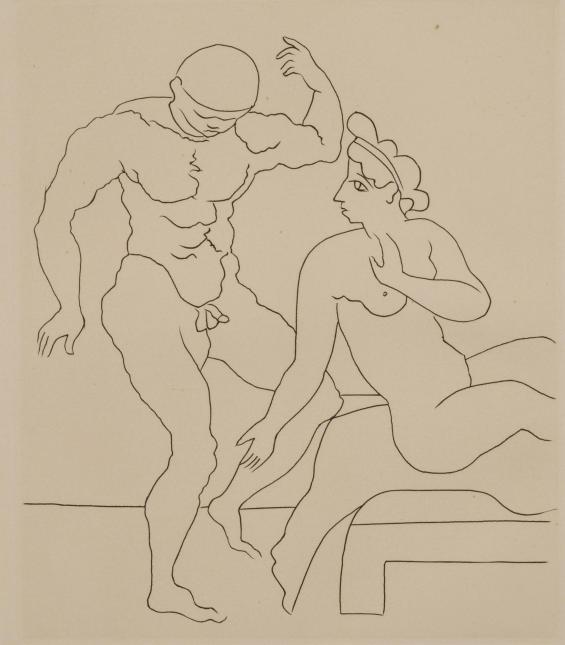 Untitled Illustration from Le Satyricon (standing man and seated woman)