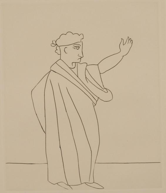 Untitled Illustration from Le Satyricon (robed orator)