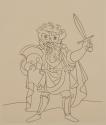 Untitled Illustration from Le Satyricon (armed soldier carrying helmet and sword)