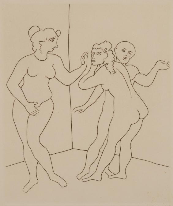 Untitled Illustration from Le Satyricon (three nude figures)