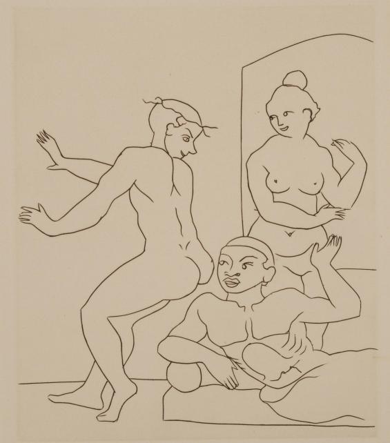 Untitled Illustration from Le Satyricon (three nude figures)