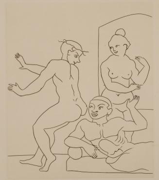 Untitled Illustration from Le Satyricon (three nude figures)