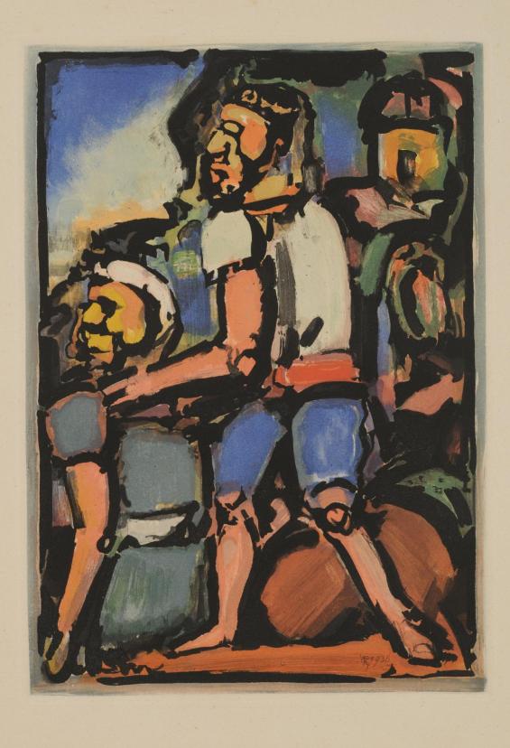 Homme conduisant un autre / Man Leading Another, Plate III from the book Passion by André Suarès