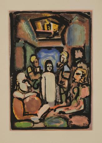 Christ et les Exegetes / Christ Appearing Before the Sanhedrin, Plate XIV from the book Passion by André Suarès