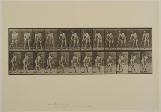 Plate 391. Farmer, mowing grass. From Volume 2, Males (Nude) of Animal Locomotion: an electrophotographic investigation of consecutive phases of Animal Locomotion