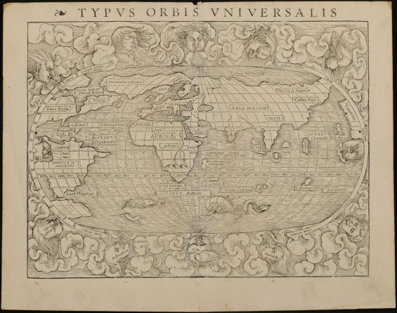 Typus Orbis Universalis (world map) from the Geographia Universalis, vetus et nova, complectens (the old and new, embraces them all)