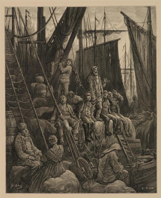 Off Billingsgate, illustration from 'London, a Pilgrimage', by Blanchard Jerrold and Gustave Doré, published 1872