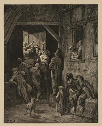 Turn him out, Ratcliff, illustration from 'London, a Pilgrimage', by Blanchard Jerrold and Gustave Dore, published 1872