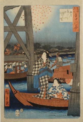 Fireworks at Ryogoku Bridge or May Opening of the River Front at Ryogoku / Satsuki Ryogoku Kawabiraki