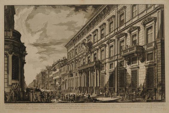 The Palazzo Dell' Accademia Di Francia (The Palazzo Salviati). Veduta nella Via del Corso, del Palazzo dell'Accademia istituita da Luigi XIV, Re di Francia (View of the Corso from the Academy begun by Louis XIV, King of France)