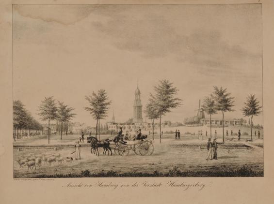 Ansicht von Hamburg von der Vorstadt Hamburgerberg / View of Hamburg from the suburb Hamburgerberg