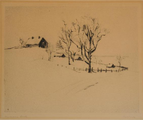 Verschneite landschaft mit haus / Snow-covered Landscape with House