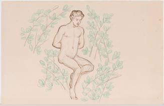 Seated Male Nude with Boughs