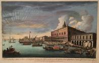 A View of the Doge's Palace at Venice with the Grand Landing place before it, the Prison on the right hand, the Custom House and entrance to the Grand Canal in front