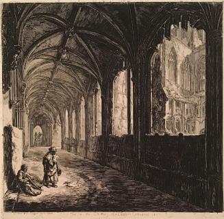 Part of the Cloisters of Chester Cathedral, from the folio Six Etchings of Select Parts of the Saxon and Gothic Buildings Now Remaining in the City of Chester