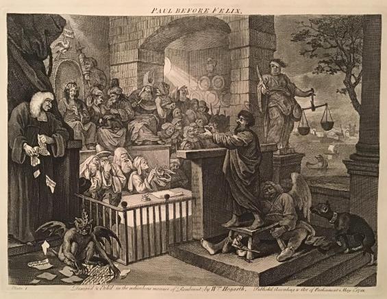 Paul Before Felix Burlesqued, Plate 1, from Hogarth Restored, the Whole Works of the Celebrated William Hogarth as Originally Published