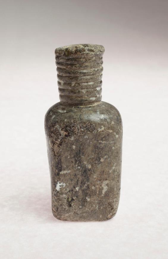 Square bottle with ribbed neck